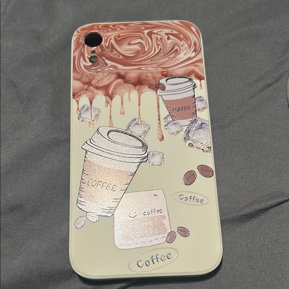 Coffee-Themed Phone Case - Cream